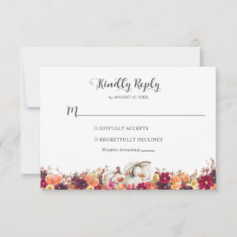 Elegante Fall Floral Pumpkin Wedding RSVP