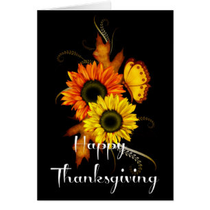 Elegante Fall Flowers Butterfly Thankending Card 2