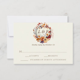Elegante Fall Wildflower Boda inicial RSVP Tarjeta