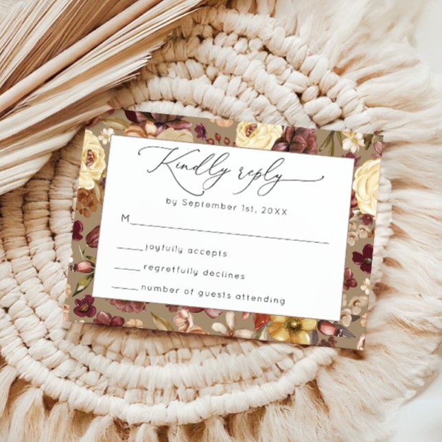 Elegante Fall Wildflower Floral Wedding RSVP (Subido por el creador)