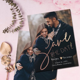 Elegante Falso Anuncio de Boda con Foto en Oro Ros