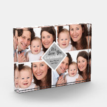 Elegante Familia Abuela Cuatro Fotos Nombre Script