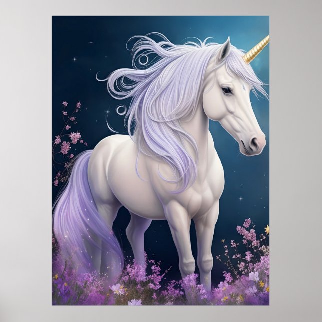 Elegante Fantasía Magia Unicornio Arte AI (Frente)