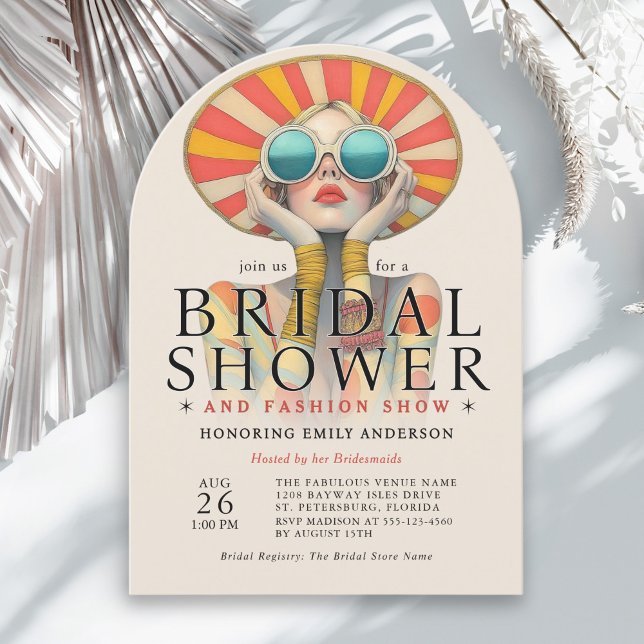 Elegante Fashion Show Bridal Shower Invitación (Available in both printed and instant download digital formats.)