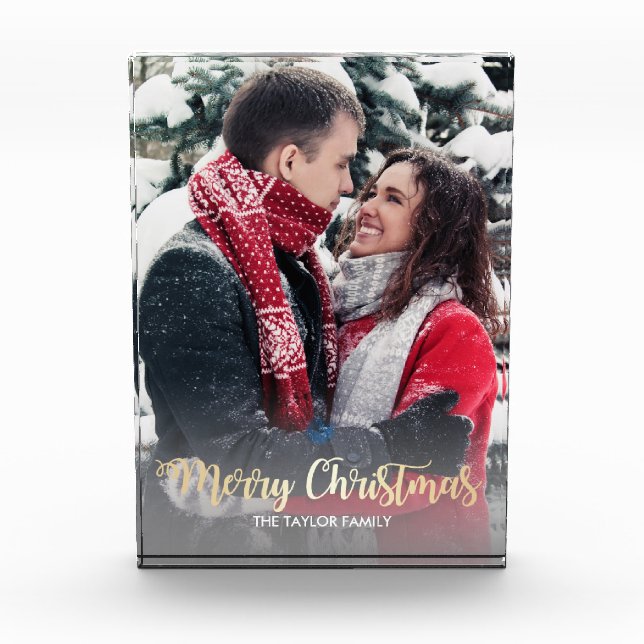 Elegante faux gold Feliz Navidad foto de texto (Anverso)