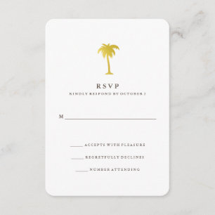 Elegante Faux Gold Palm Tree RSVP   Verde
