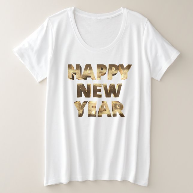 Elegante Faux Golden Lettering Feliz Año Nuevo (Anverso del diseño)