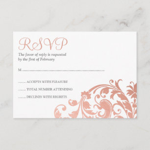 Elegante Faux Rosa Gold Flourish Bat Mitzvah RSVP
