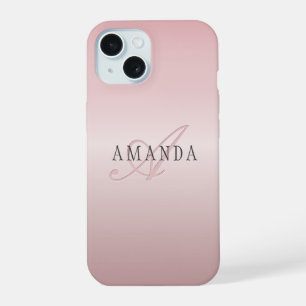 Elegante Faux Rosa Oro   Nombre y Monograma