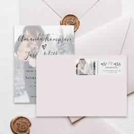 Elegante Faux Vellum Sr. y Sra. Foto Etiqueta Boda