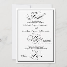Elegante Fe Hope Love Script Invitación a la boda