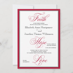 Elegante Fe Hope Love Script Invitación a la boda
