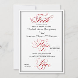 Elegante Fe Roja Esperanza Amor Invitación a la Bo