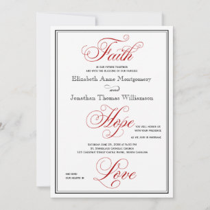 Elegante Fe Roja Esperanza Amor Invitación a la Bo