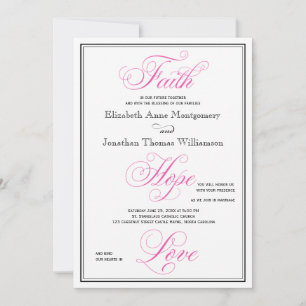 Elegante Fe Rosa Esperanza Amor Invitación a la Bo