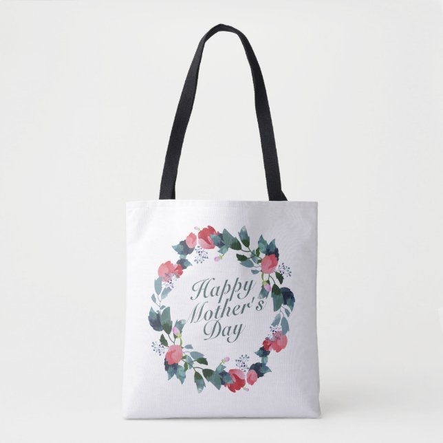 Elegante Feliz Día de la Madre Bolsa de Tote Flora (Anverso)