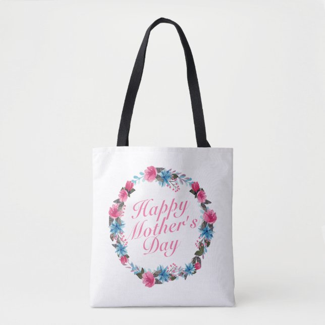 Elegante Feliz Día de la Madre Bolsa de Tote Flora (Anverso)