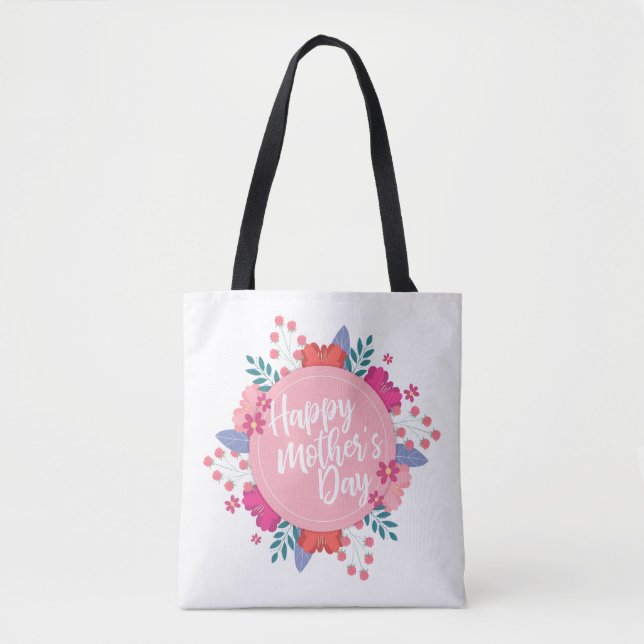 Elegante Feliz Día de la Madre Bolsa de Tote Flora (Anverso)