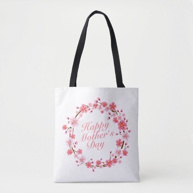 Elegante Feliz Día de la Madre Bolsa de Tote Flora (Anverso)