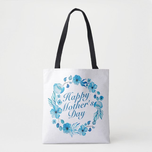 Elegante Feliz Día de la Madre Bolsa de Tote Flora (Anverso)