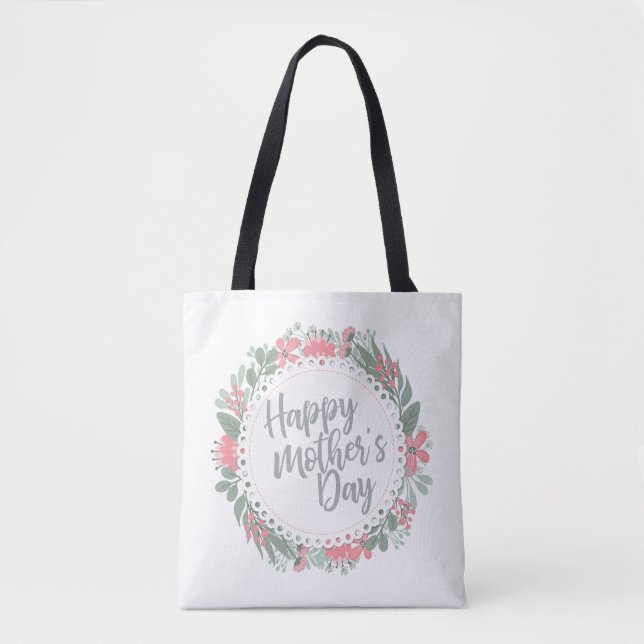 Elegante Feliz Día de la Madre Bolsa de Tote Flora (Anverso)