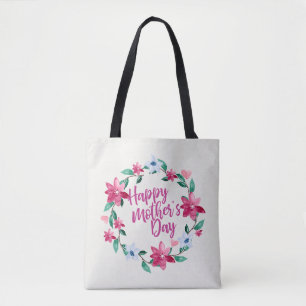 Elegante Feliz Día de la Madre Bolsa de Tote Flora
