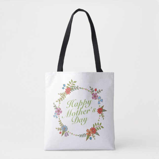 Elegante Feliz Día de la Madre Bolsa de Tote Flora (Anverso)