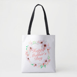 Elegante Feliz Día de la Madre Bolsa de Tote Flora