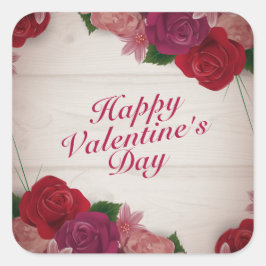 Elegante Feliz Día de San Valentín Rosas Pegatina 