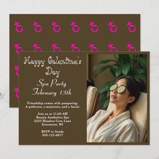 Elegante Feliz Invitación a la Fiesta de Spa del D (Anverso / Reverso)