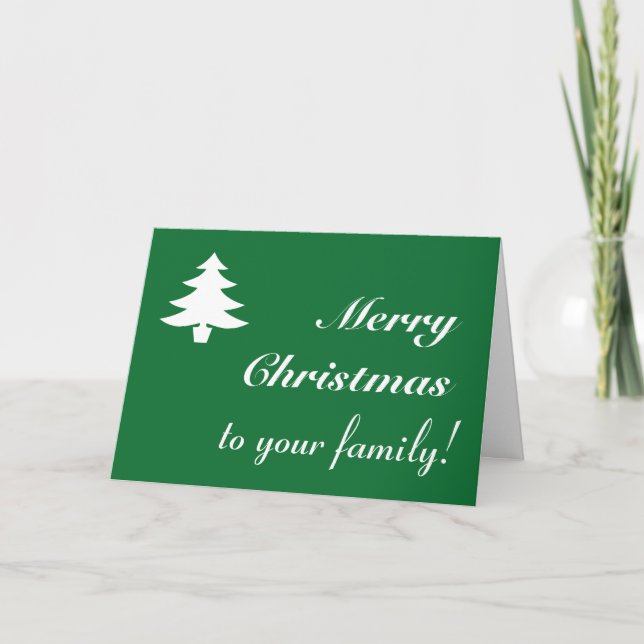 Elegante "¡Feliz Navidad a tu familia!" Tarjeta (Anverso)