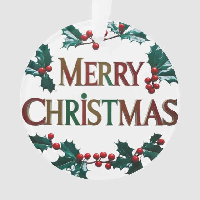 Elegante Feliz Navidad Acrílico Círculo Ornamento (Anverso)