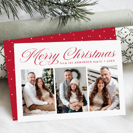 Elegante Feliz Navidad Caligrafía Roja 3 Foto