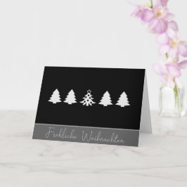 Elegante Feliz Navidad con tarjeta de árboles de N