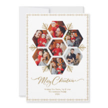 Elegante Feliz Navidad Foto de Familia Copo de Nie