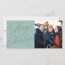 Elegante Feliz Navidad foto verde azul