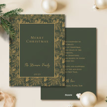 Elegante Feliz Navidad Green Faux Gold