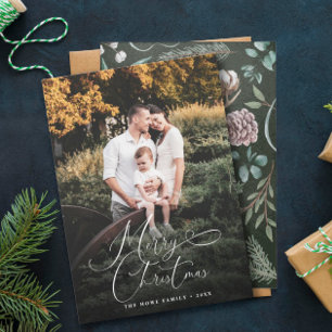 Elegante Feliz Navidad Moderno foto Cono de Pino