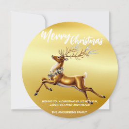 Elegante Feliz Navidad Oro Santa Deer Moose Navida