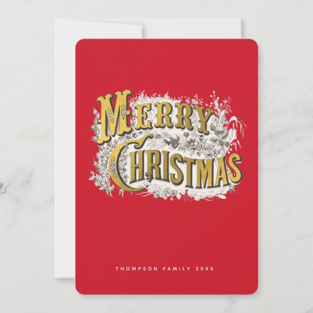 Elegante Feliz Navidad Rústica Vintage no foto (Anverso)