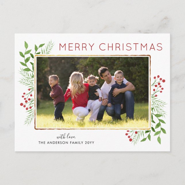 Elegante Feliz Navidad Sale Foliage Berry Photo (Anverso)