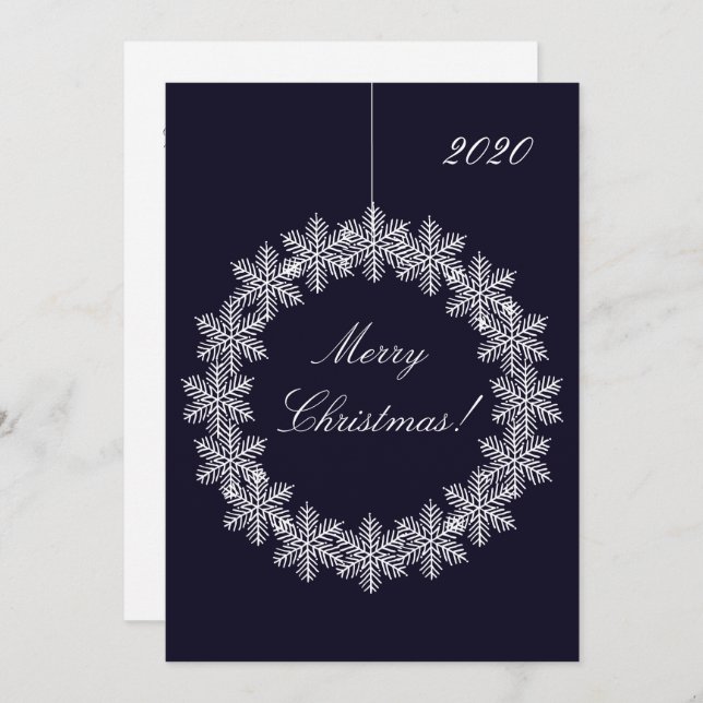 Elegante Feliz Navidad Snowflake Wreath Ornamento (Anverso / Reverso)