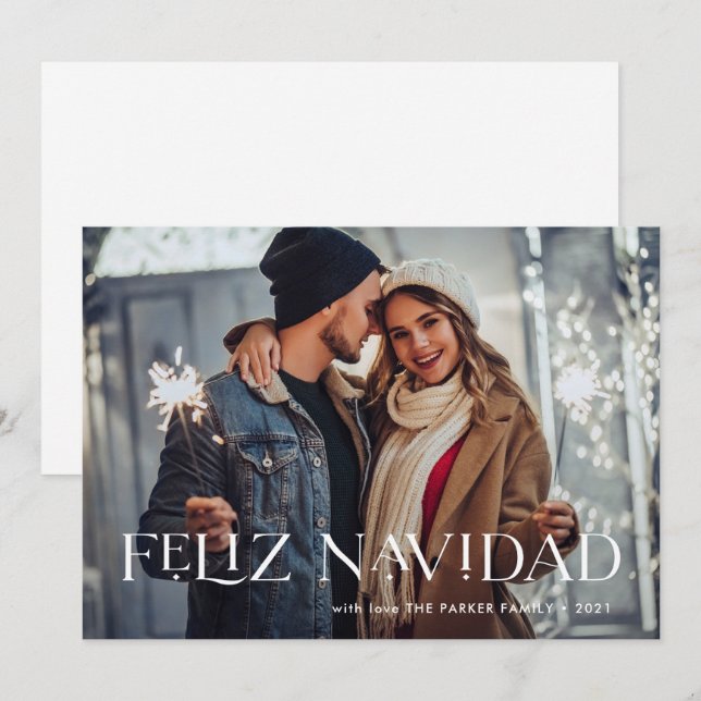 Elegante Feliz Navidad | Tarjeta de Navidad de una (Anverso / Reverso)