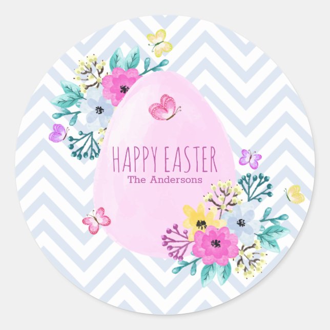 Elegante Feliz Pascua Personalizada | Sello Pegati (Anverso)