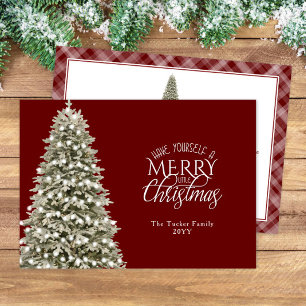 Elegante Feliz Pequeño Árbol De Navidad Rojo Oscur