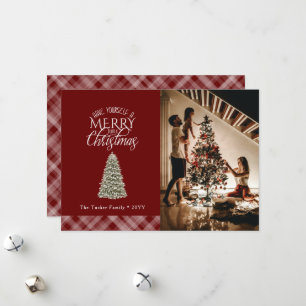 Elegante Feliz Pequeño Árbol De Navidad Rojo Oscur