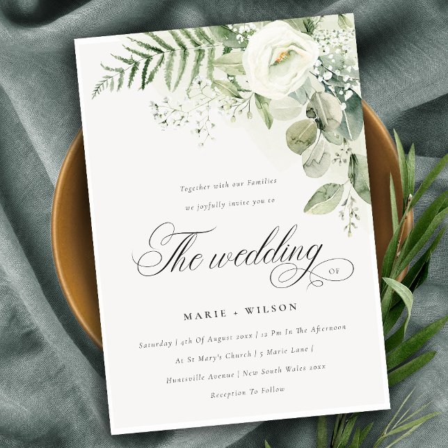 Elegante Fern Greenery Invitación a la Boda Floral (Subido por el creador)