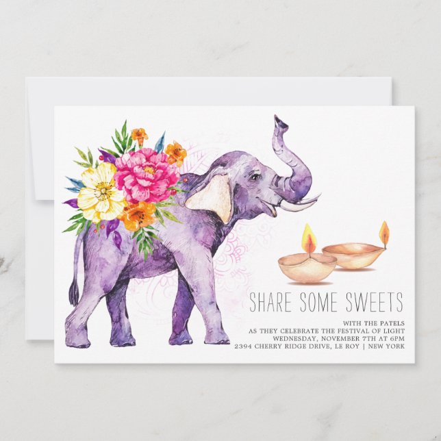 Elegante Festival de Diwali de acuarela (Anverso)