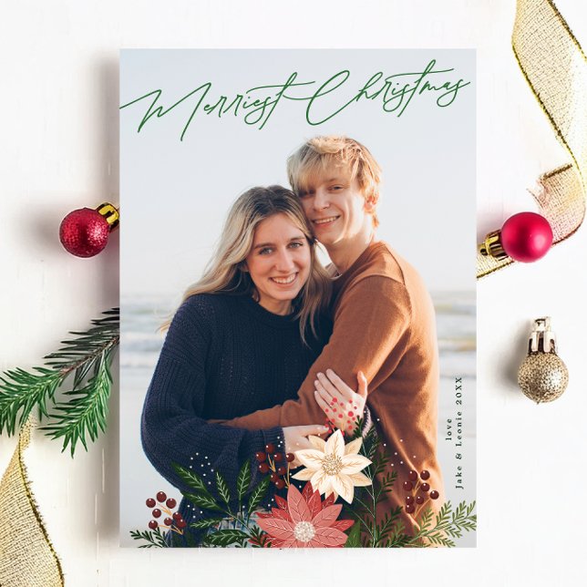 Elegante Festividad de Feliz Navidad Poinsettia Fo (Subido por el creador)