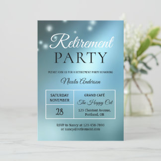 Elegante Fiesta azul ilumina la invitación a la ju